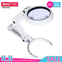 handheld foldable magnifying glass chargeable desktop led light desk magnifier lamp jewelry loupe usb reading repair tool lupa