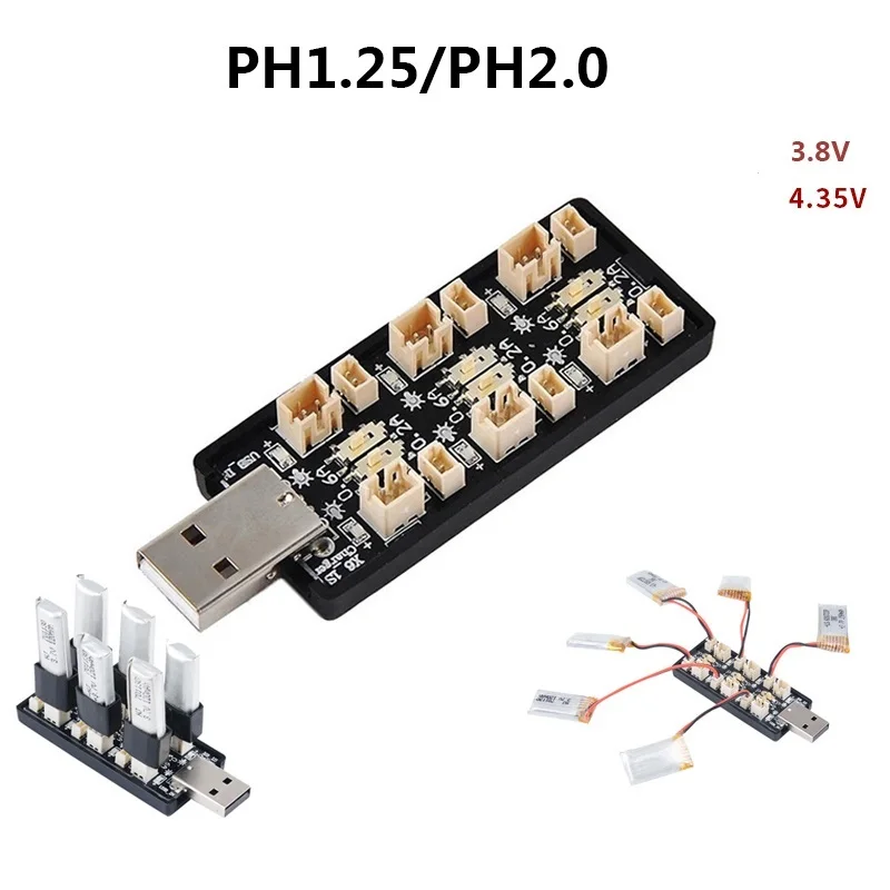 6CH USB 3,8 V 1S LiHv Lipo плата адаптера для зарядки аккумулятора 5V 2A USB зарядное устройство для RC Cine Whoop батарея дрона