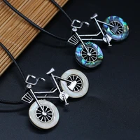 natural abalone shell pendant necklace exquisite bicycle shape shell pendant necklace for jewelry gift size 50x35mm