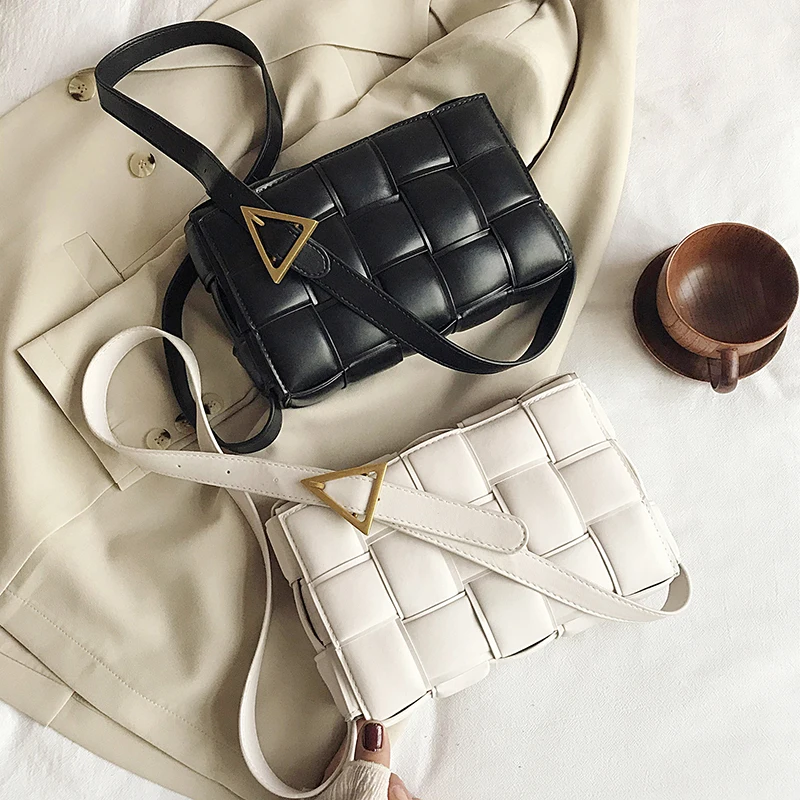 

2020 Solid Color Fashion Shoulder Handbags Female Travel Cross Body Bag Weave Small PU Leather Crossbody Bags For Women