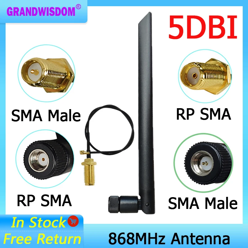 868MHz 915MHz Antenna lora pbx antena 5dbi RP-SMA Connector GSM 915 MHz 868 IOT antena antenne 21cm SMA Male /u.FL Pigtail Cable