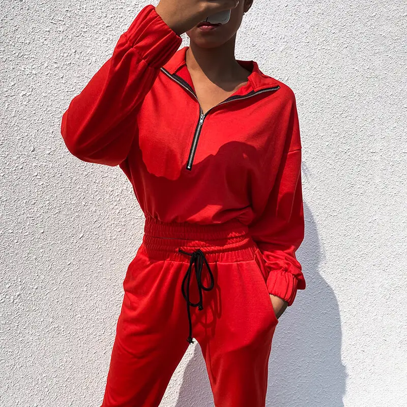 Хит продаж Красный Модный комплект из двух предметов для спорта и отдыха свитер