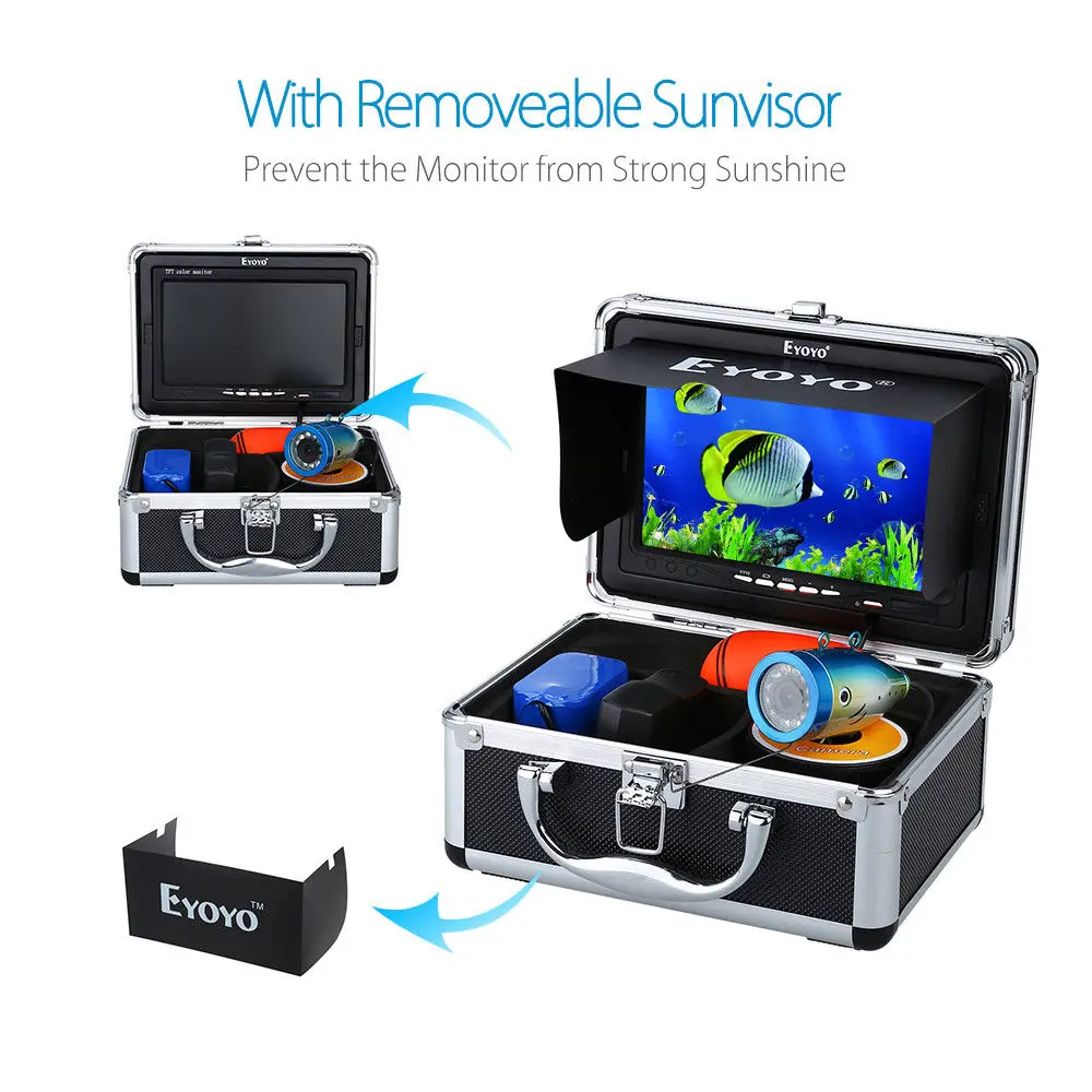 Скидка Eyoyo HD DVR рыболокатор подводная рыболовная камера 1280*720 экран 1080P 15 м 30 М камера для рыбалки 8 Гб запись для льда