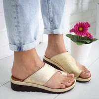 womens sandals 2022 new female slippers shoes comfy platform flat sole orthopedic bunion corrector flip flops 43