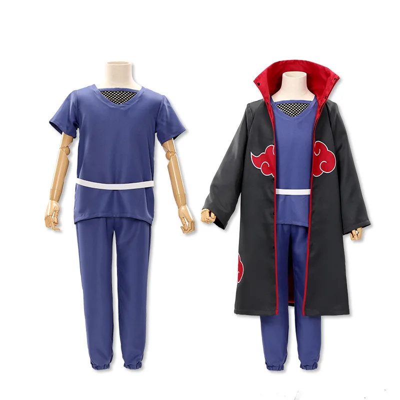 Akatsuki Uchiha Itachi Full Set Cosplay Costumes Pain Itachi Deidara Cloak Halloween Suit Unisex Anime Red Cloud Cloak