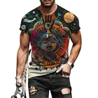 Летняя мода 2021, крутая Мужская Ретро футболка большого размера с коротким рукавом, свободная футболка в стиле Харадзюку, этнический стиль, футболка с 3D-принтом