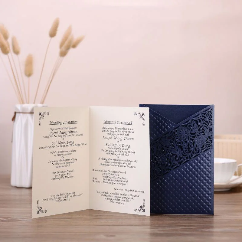 1 шт. синий образец лазерная резка Флора свадебные пригласительные открытки