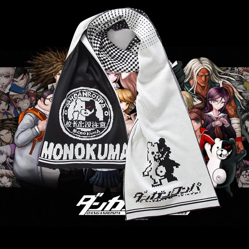 Шарф Монокума из аниме FFF Group атака на Титанов удлиненный толстый осенне зимний