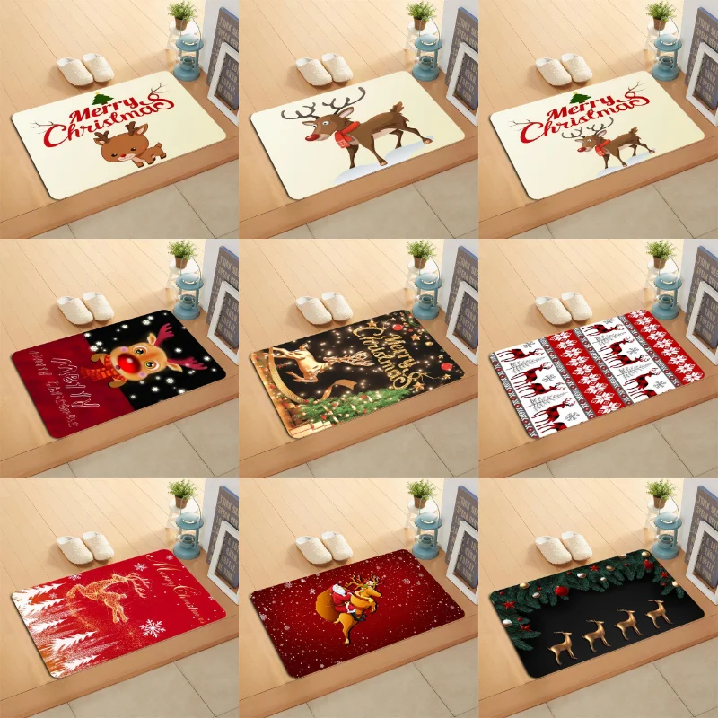 

Рождественский фон для пола/ванной/кухни/пляжа, праздничные декоративные аксессуары, фланелевая губчатая ткань с 3D принтом для спальни