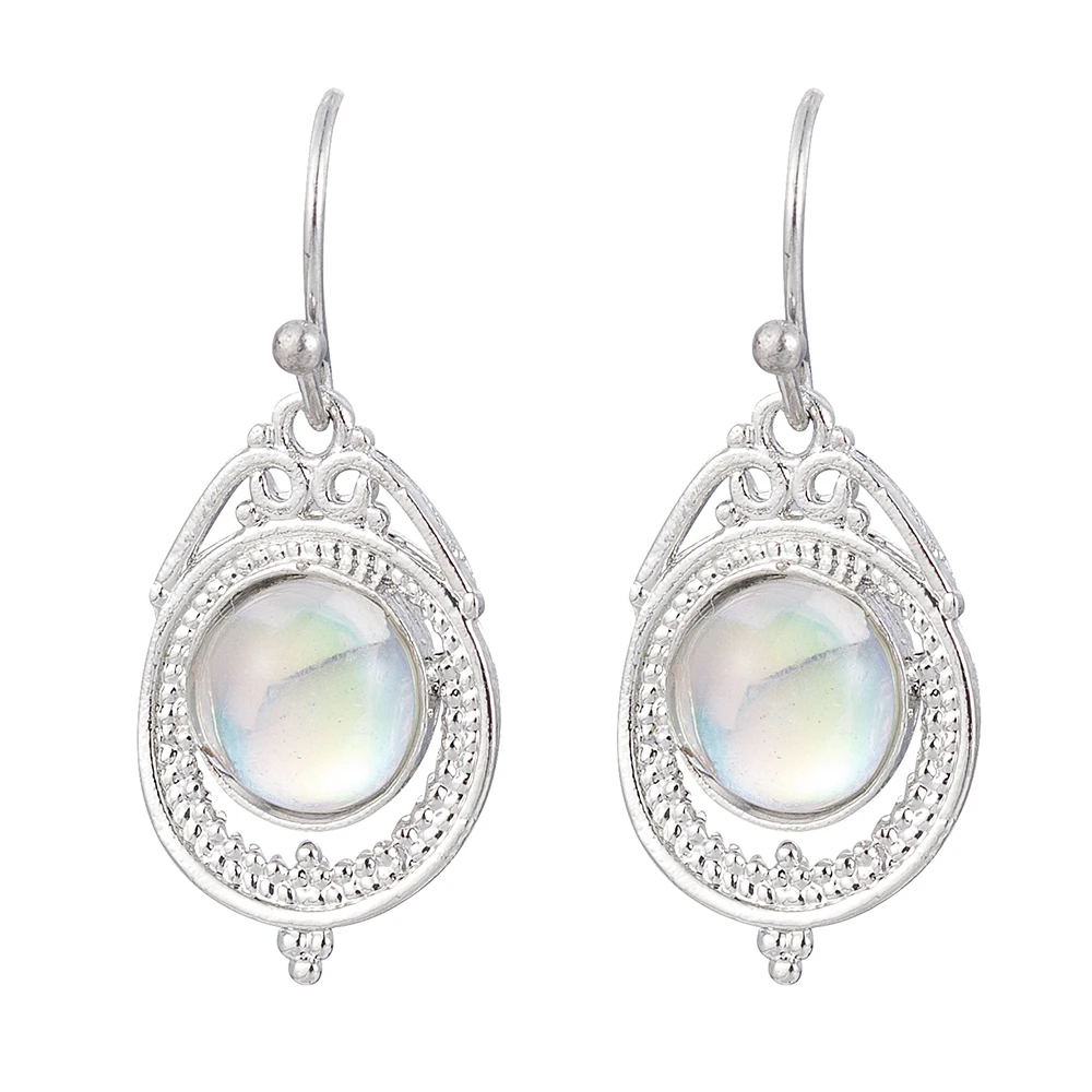 

2020 New Vintage Imitation Moonstone Crystal Dangle Earrings Color Earrings for Women Wedding Jewelry Boho Statement Earring