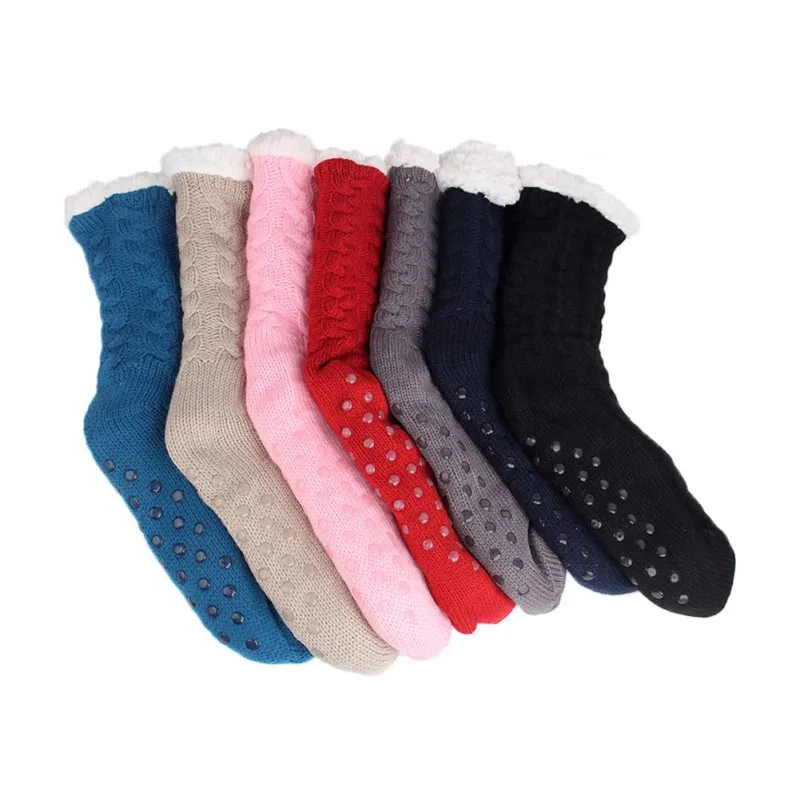Женские зимние носки теплые уютные вязаные утепленные с флисовой подкладкой