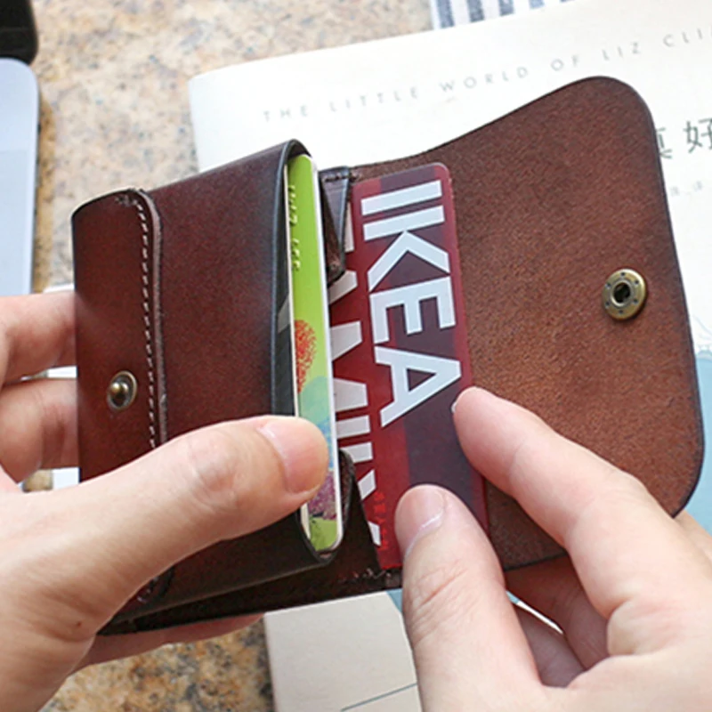 

Japan and South Korea original first layer leather small card bag male literary retro business card bag mini coin purse female