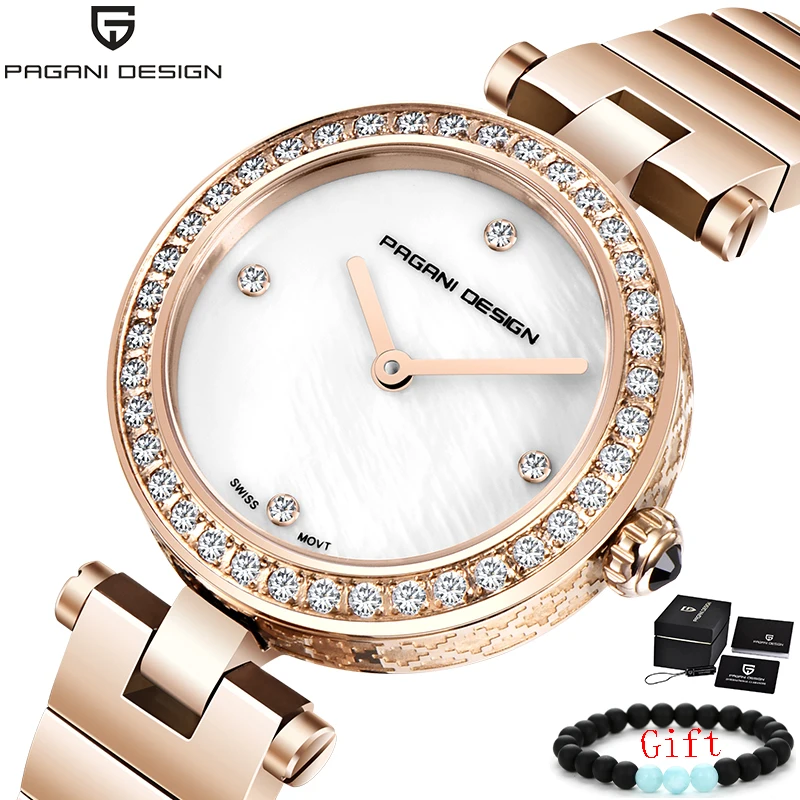 Женские наручные часы PAGANI Роскошные Кварцевые с золотым и водонепроницаемым