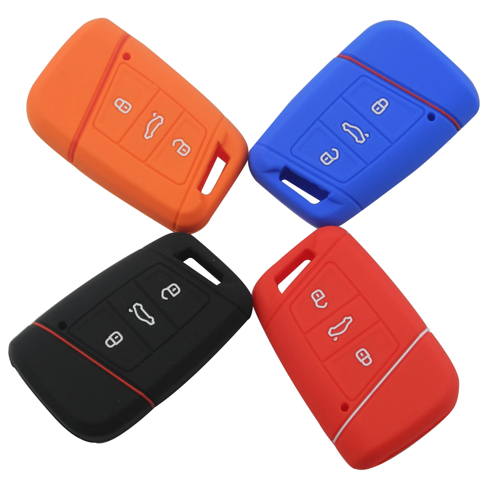 

Kutery Silicone Rubber Car Key Cover For VW/Volkswagen Golf7 MK7 Touran Polo Tiguan Remote Key Protecor 3Buttons