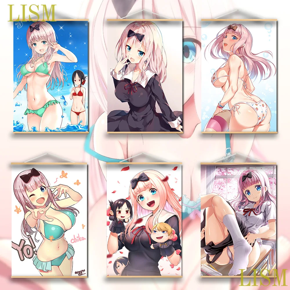 

Kaguya sama wa Kokurasetai Fujiwara Chika Anime manga wall Poster solid wood hanging scroll with canvas painting