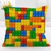 BlessLiving Toy Print Cushion Cover Dot Building Blocks Pillow Case 45*45 Colorful Bricks Game Pillow Cover Home Funda Cojin 1