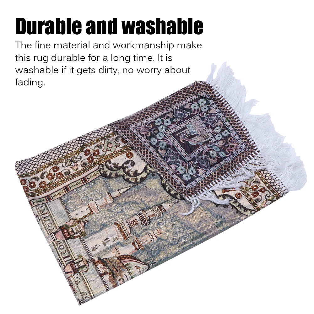 Islamic Prayer Mat Thick Carpet With Soft Tassel Floor Worship Rugs Muslim Decoration Blanket Ethnic Easy Carry | Дом и сад
