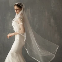 v637 delicate waltz white wedding bridal veil one layer tulle willow leaf shiny crystal beaded bride veil women wed accessories