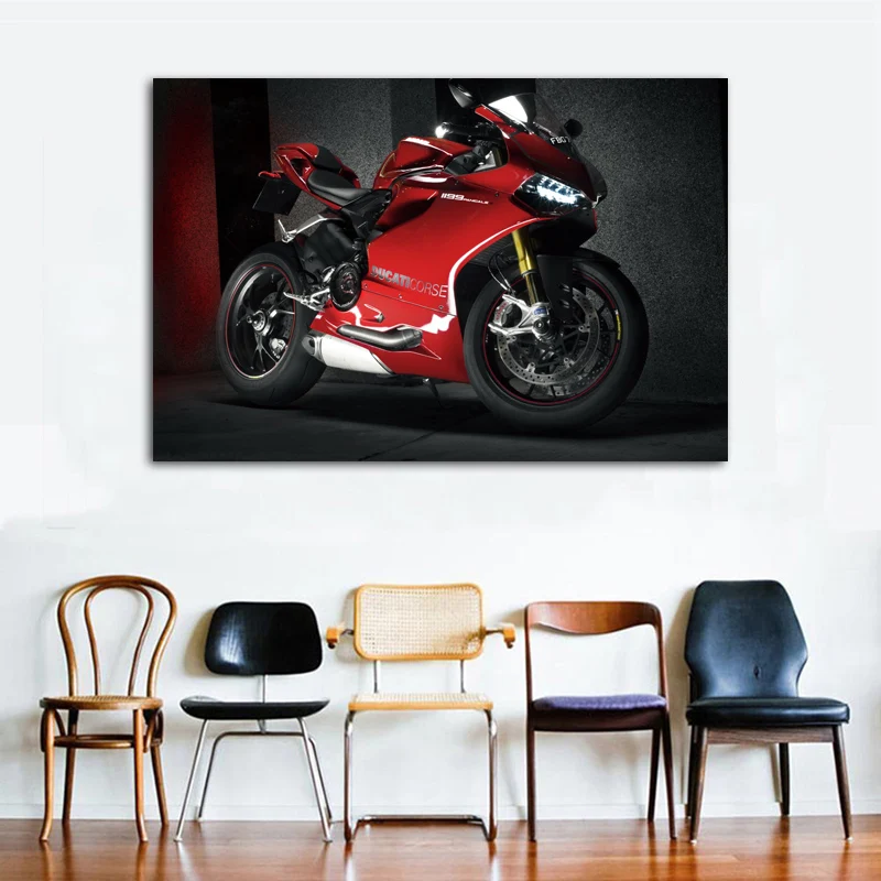 Красные постеры и принты Ducati 1199 Panigale Racing Sport для езды на мотоцикле настенные