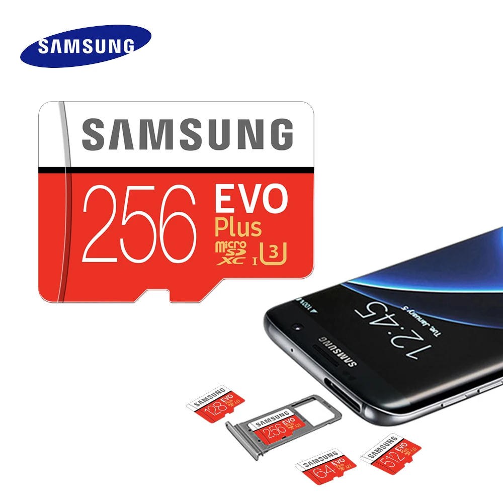 

100% Original SAMSUNG EVO+ Microsd Memory Card 256GB 128GB 64GB 100MB/s SDHC microSDXC U1/U3 C10 TF/Micro SD Card + Card reader