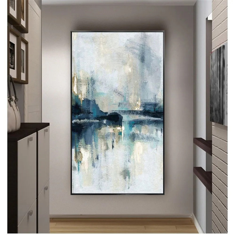 

Huge Hand-painted High Quality Abstract Oil Painting On Canvas Handmade Blue Oil Painting Large Wall Picture Canvas Painting Art