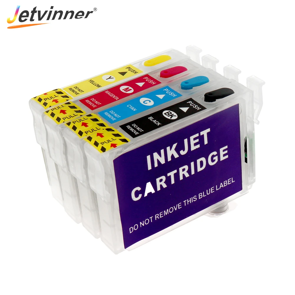 Перезаправляемый картридж Jetvinner 4-цветный для Epson T1281 с чипами ARC Stylus S22 SX125 SX420W SX425W