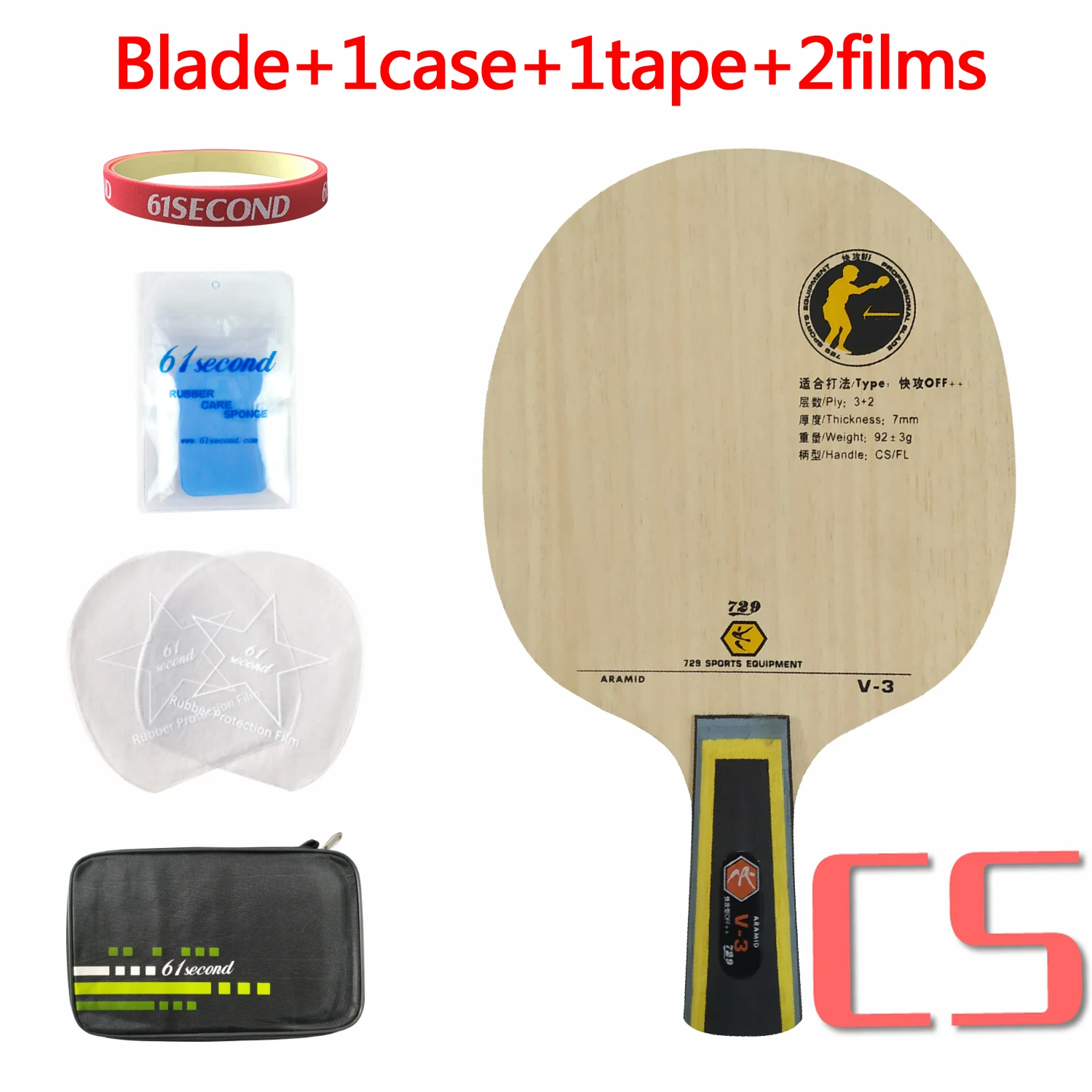CS with F 1 case RITC 729 V-3 Дружбы(V3, V 3) деревянный арилат-углерод OFF++ углеродное лезвие для настольного тенниса для ракетки для пинг-понга - Цвет: CS with F 1 case