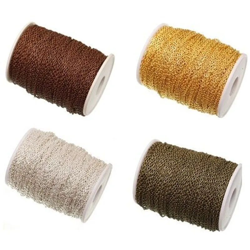 Цепочка для браслета и ожерелья металлическая серебристая золотистая бронзовая