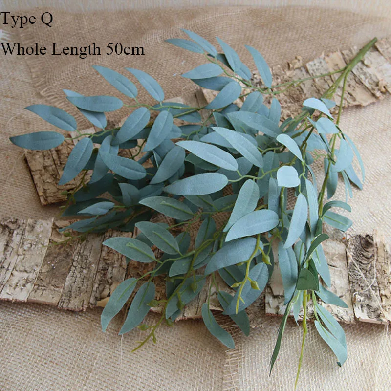 2022 New Eucalyptus tree branch Round leaves artificial Money leaf Retro Eucalyptus plant decoration fake flower faux foliage images - 6