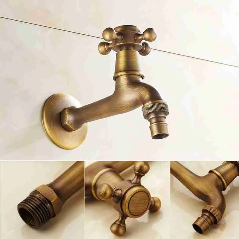 

Antique Brass Decorative Outdoor Retro Faucet Garden Bibcock Bathroom Washing Machine Mop Tap Tap E9Y4