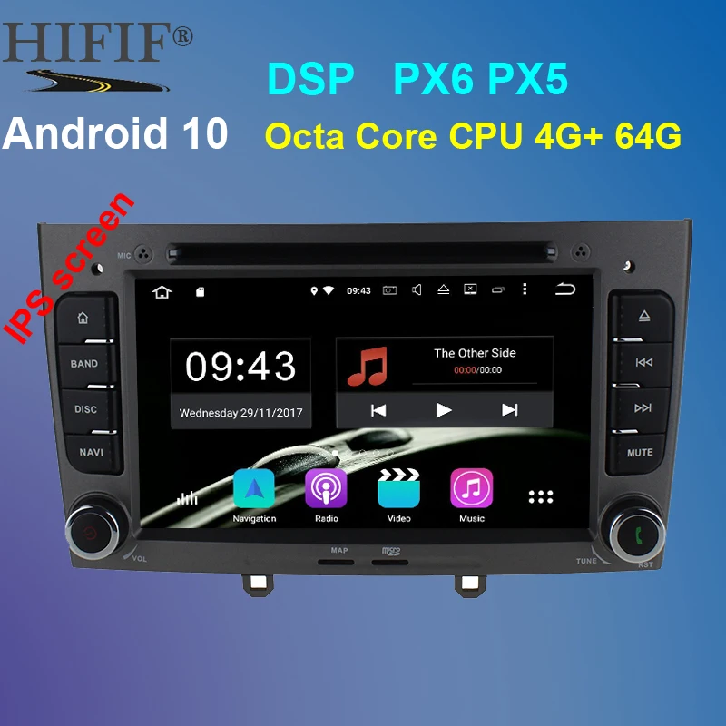 PX6 DSP 8 ядер Android 10 OS специальный автомобильный DVD для Peugeot 408 2010 2011 и 308 I (T7) 2008 с