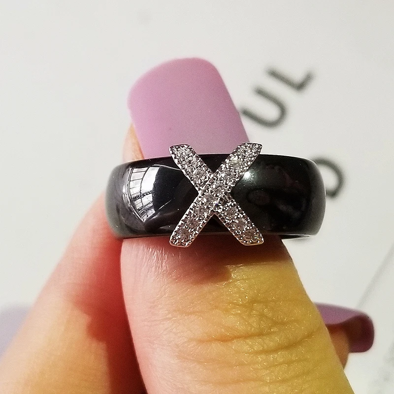 2021 роскошное керамическое белое черное круглое обручальное кольцо для женщин и