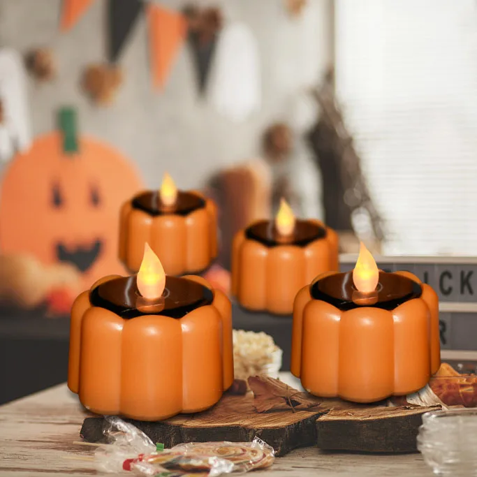 

1/3/5pcs Pumpkin Solar Candle Light LED Electronic Candle Battery Wedding Decor Nightlight Candle Lamp for Home Halloween Party