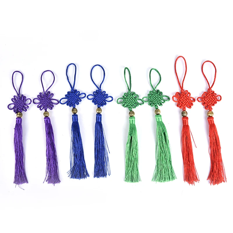 

2PC DIY Gold Beads Chinese Knot Tassel Jewelry Accessories Home Textile Curtain Garment Sewing Macrame Decoration Pendant