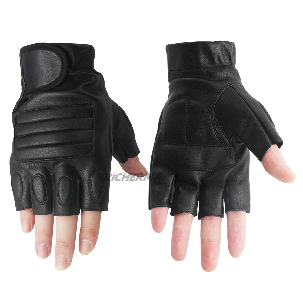 Летние кожаные мотоциклетные перчатки без пальцев для мужчин мотокросса езды на