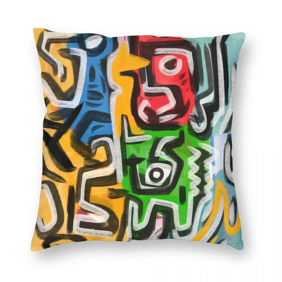 

Примитивный уличный арт абстрактная Подушка Чехол из полиэстера и льна с бархатным узором на молнии декоративный чехол для подушки Чехол для дивана