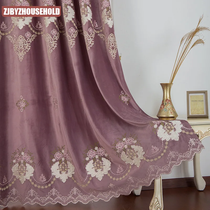 

European-Style Water Soluble Embroidery Simple Jacquard Blackout Curtains for Bedroom Living Room Luxury Home Decor