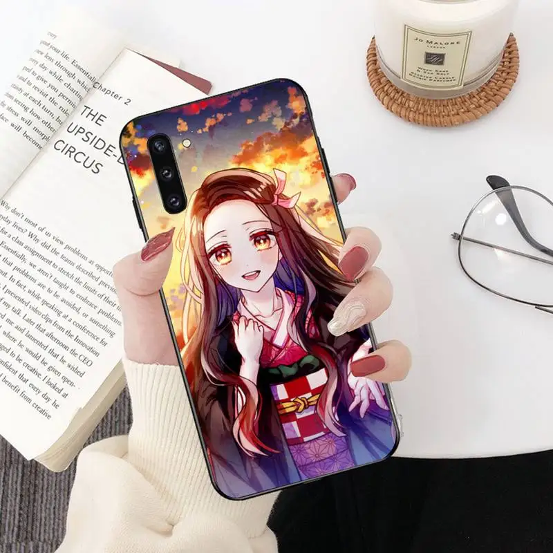 PENGHUWAN Demon Slayer Nezuko Anime Black Soft Shell Phone Case Capa for Samsung Note 3 4 5 7 8 9 10 pro M10 20 30 | Мобильные