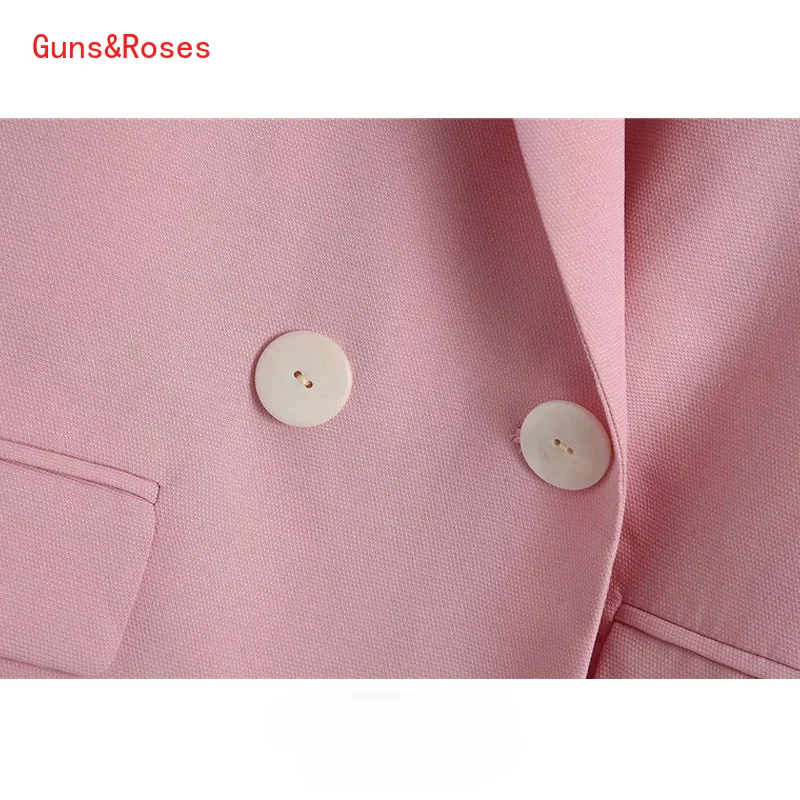 

Women Fashion Double Breasted Loose Fitting Blazers Vintage Long Sleeve Pockets Female Outerwear Chic Veste Femme