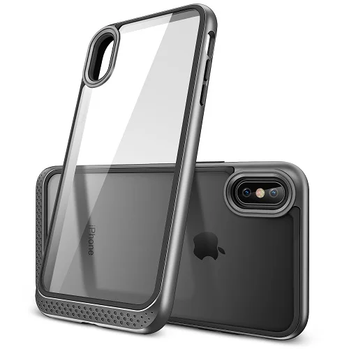 Чехол для iphone X 5,8 дюймов, ESR сверхпрочный двухслойный Твердый чехол с бамперной рамкой, Прозрачная Жесткая задняя крышка для iphone X 10 5,8 - Цвет: Black