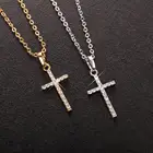 Модные подвески в виде креста, Прямая поставка, золотой, черный цвет, кристалл, Крест Иисуса, подвеска, ожерелье, ювелирные изделия для мужчинженщин, оптовая продажа