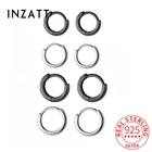 Серьги-кольца INZATT из настоящего стерлингового серебра 925 пробы с минималистичными геометрическими фигурами 1012 мм черные круглые женские ювелирные украшения