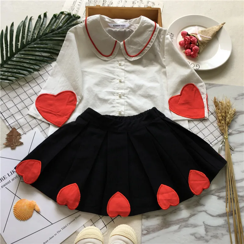 

Осенняя одежда Tonytaobaby, новый стильный костюм для девочек из чистого хлопка с сердечками