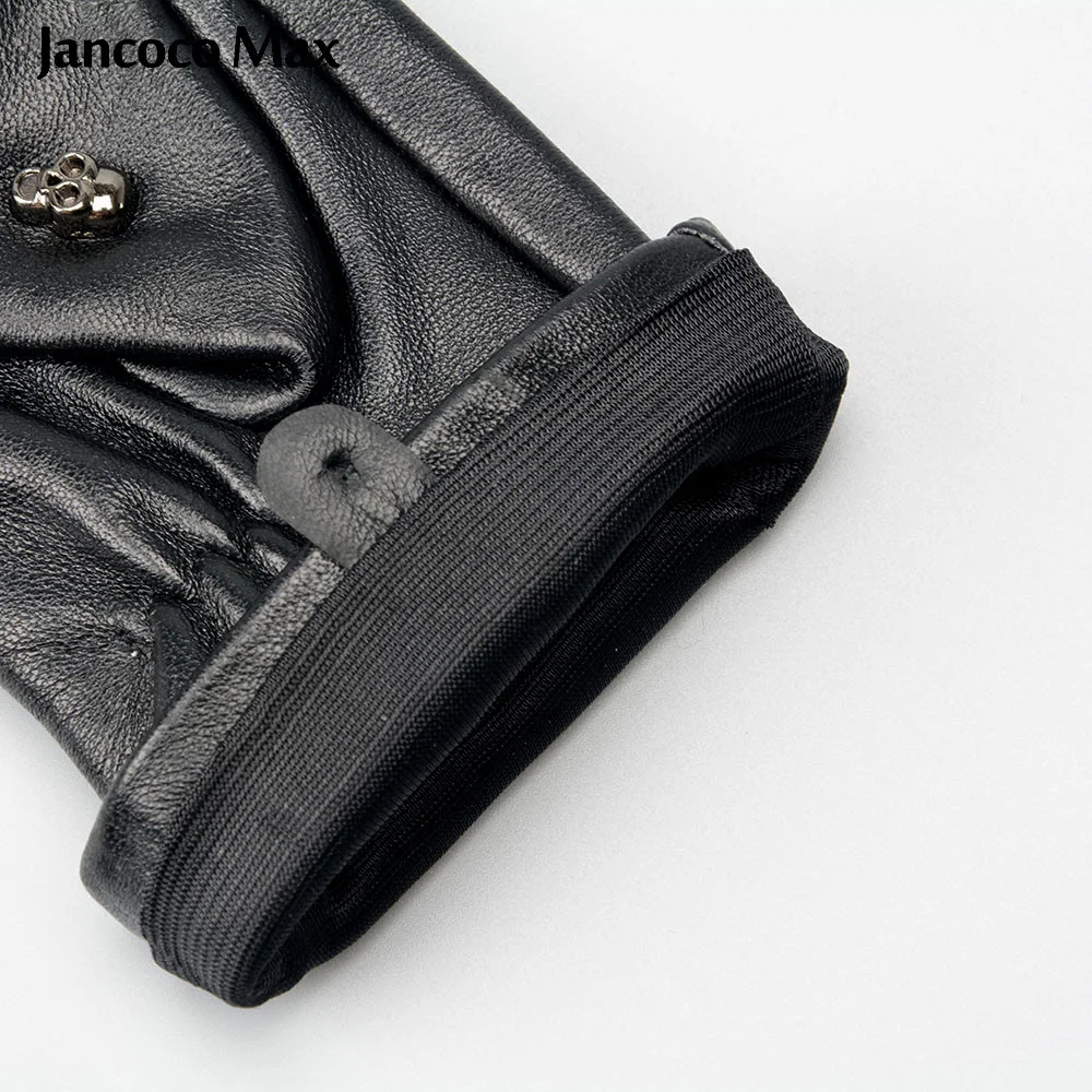 Женские перчатки без пальцев Jancoco Max из натуральной овечьей кожи с украшением в