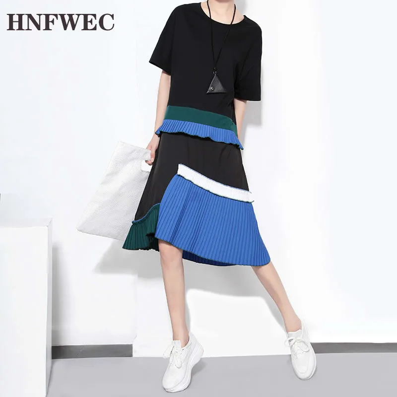 2020 Новое Европейское повседневное свободное плиссированное платье в стиле