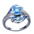 Женское прямоугольное кольцо с цирконом, свадебное геометрическое кольцо для банкета