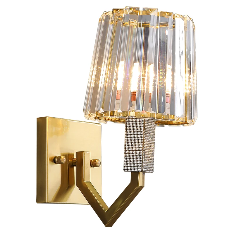 

Postmodern luxury crystal LED wall lamp living room lamp Iron art restaurant bedroom bedside lights aisle staircase lighting