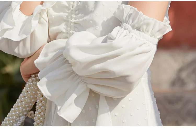 

#4012 Summer White Chiffon Bohemian Dress Women Sleeveless Spaghetti Strap Dress Sexy V Neck Ruffled Pleated Dress Long Beach