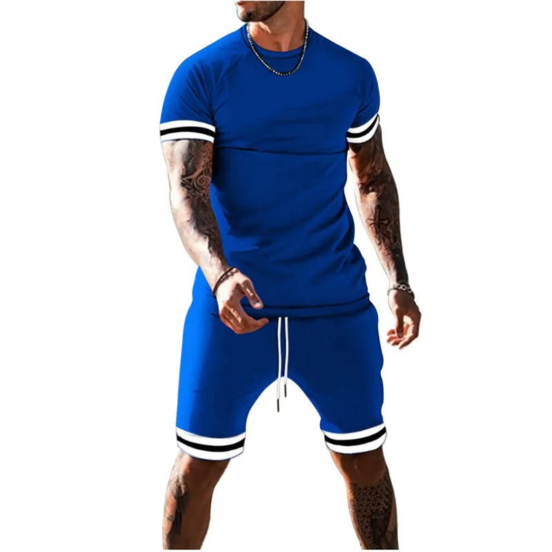 

Men's T-shirt + Shorts Set Summer Breathable Casual T shirt Running Set Fashion Harajuku Printed Male Sport Suit 2021 New