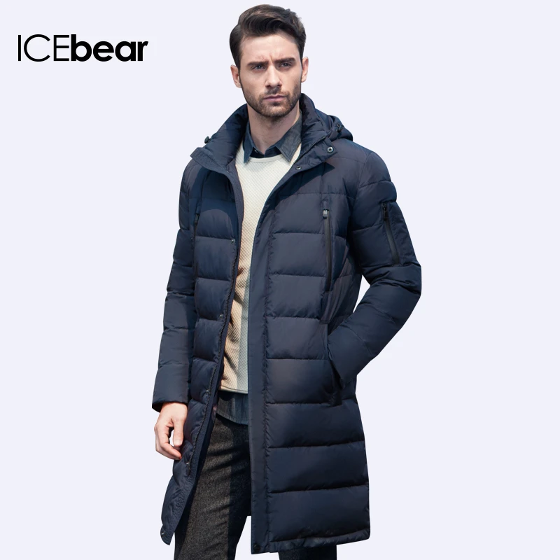 ICEbear новая одежда Куртки Бизнес длинное Толстое Зимнее пальто Мужская однотонная парка модное пальто Верхняя одежда 16M298D